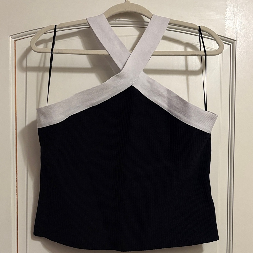 Bailey 44 Black and White Cross-Strap Camisole
